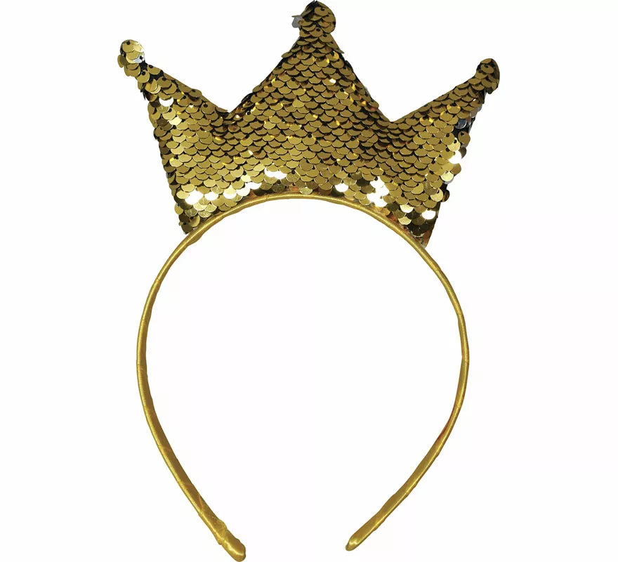 Translation missing: de.Diadema de Princesa con lentejuelas doradas adulto