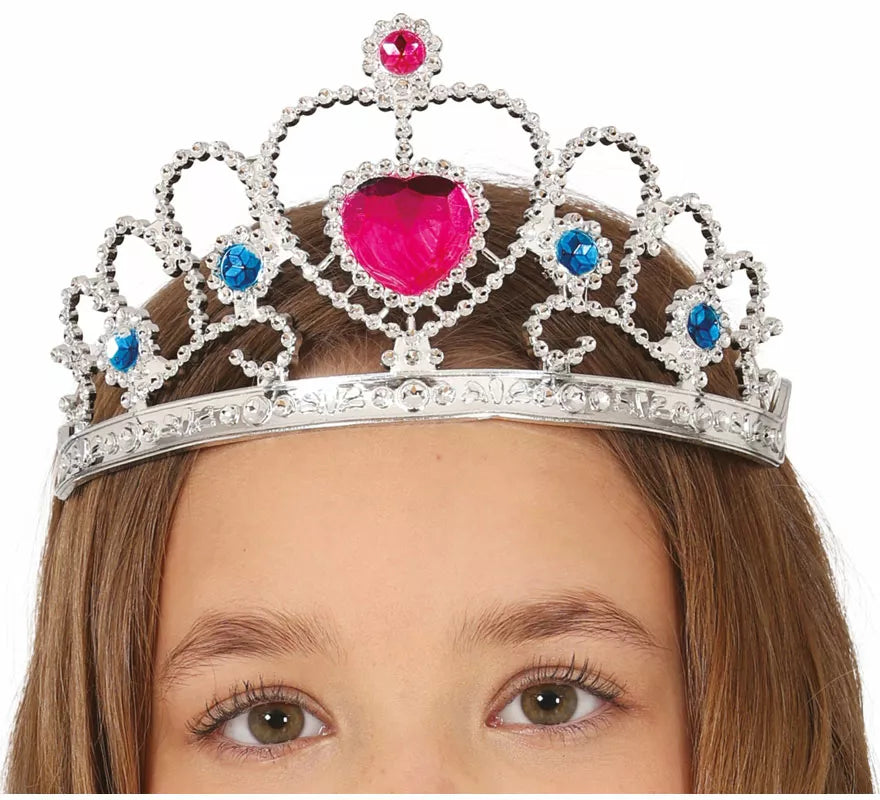 Translation missing: de.Diadema de Princesa plateada con corazón rosa