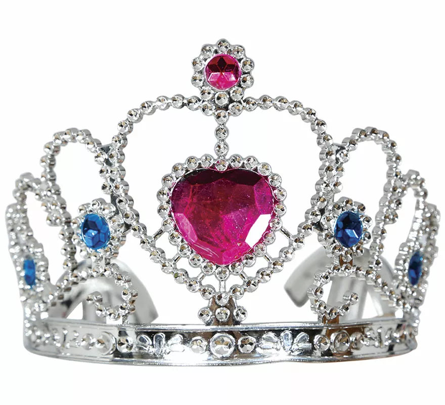 Translation missing: de.Diadema de Princesa plateada con corazón rosa