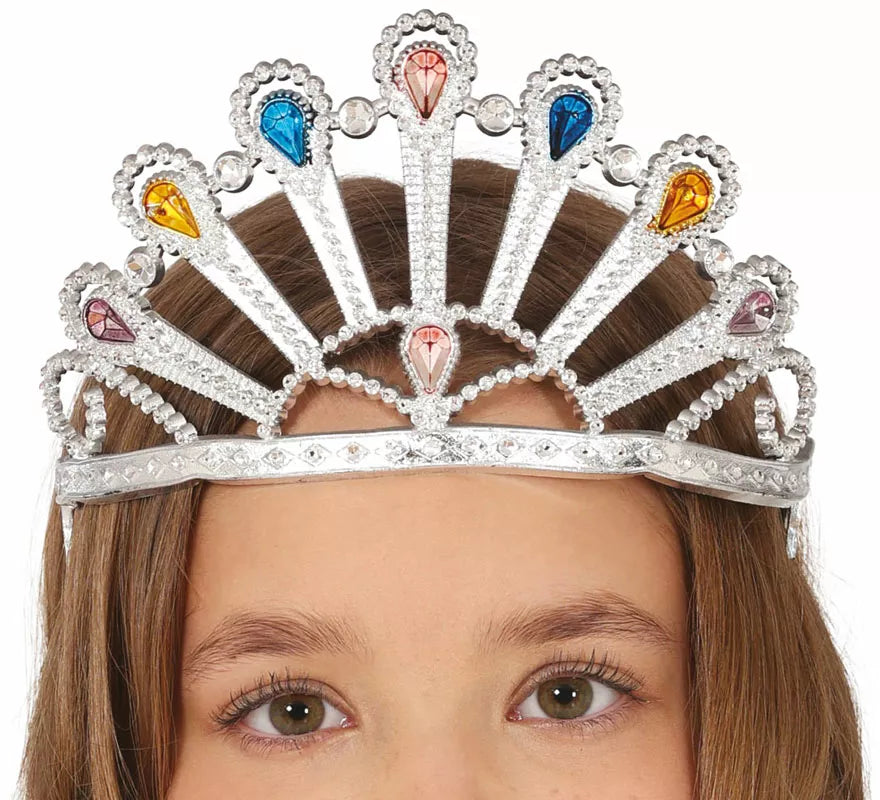 Translation missing: de.Diadema de Princesa plateada con gemas