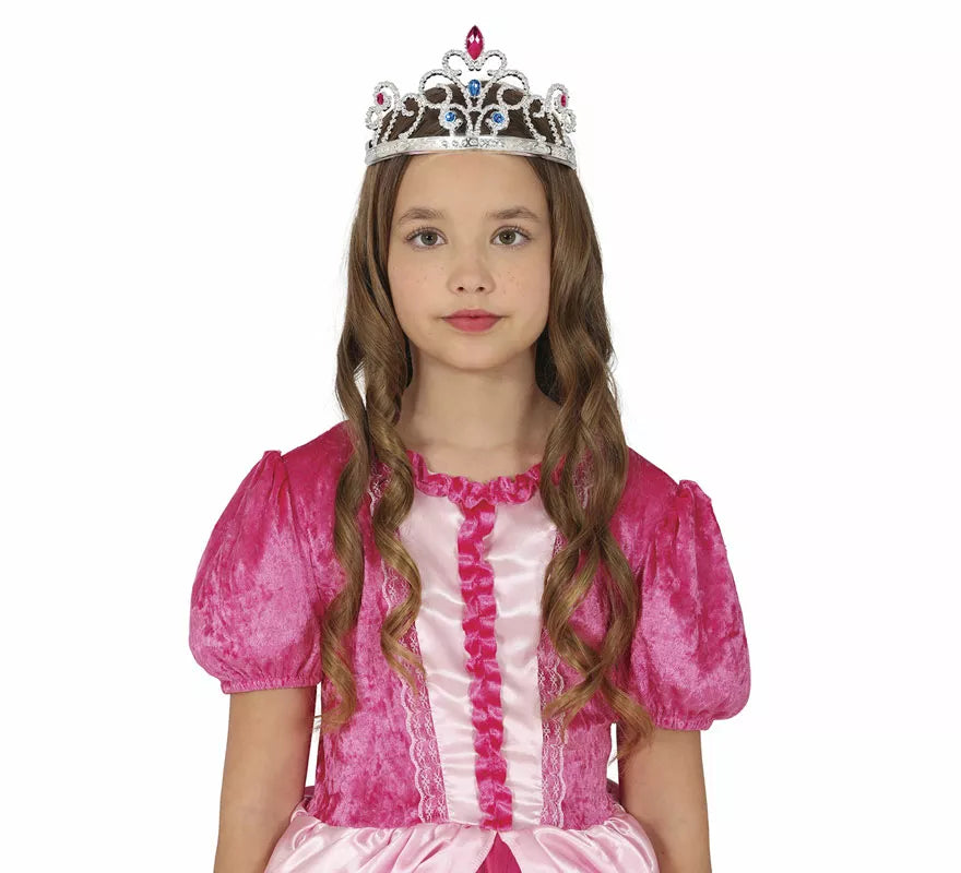 Diadema de Princesa plateada con piedras