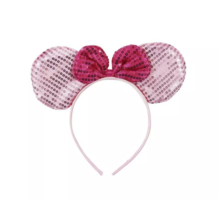 Diadema de Ratoncita rosa con lentejuelas