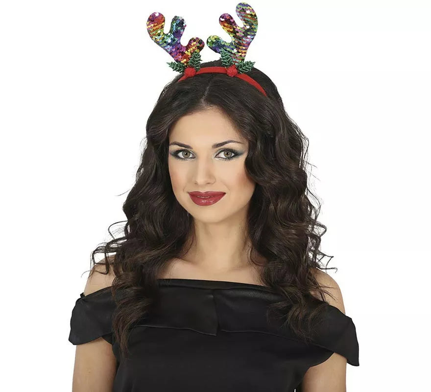 Translation missing: de.Diadema de Reno con lentejuelas multicolor