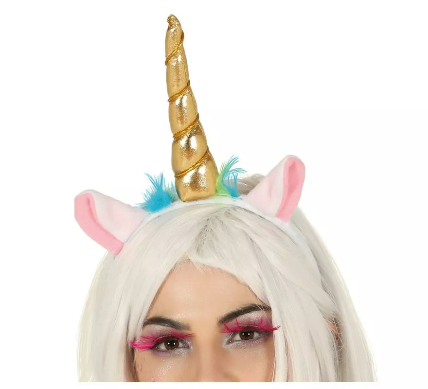 Translation missing: de.Diadema de Unicornio con Cuerno y Orejas Dorada