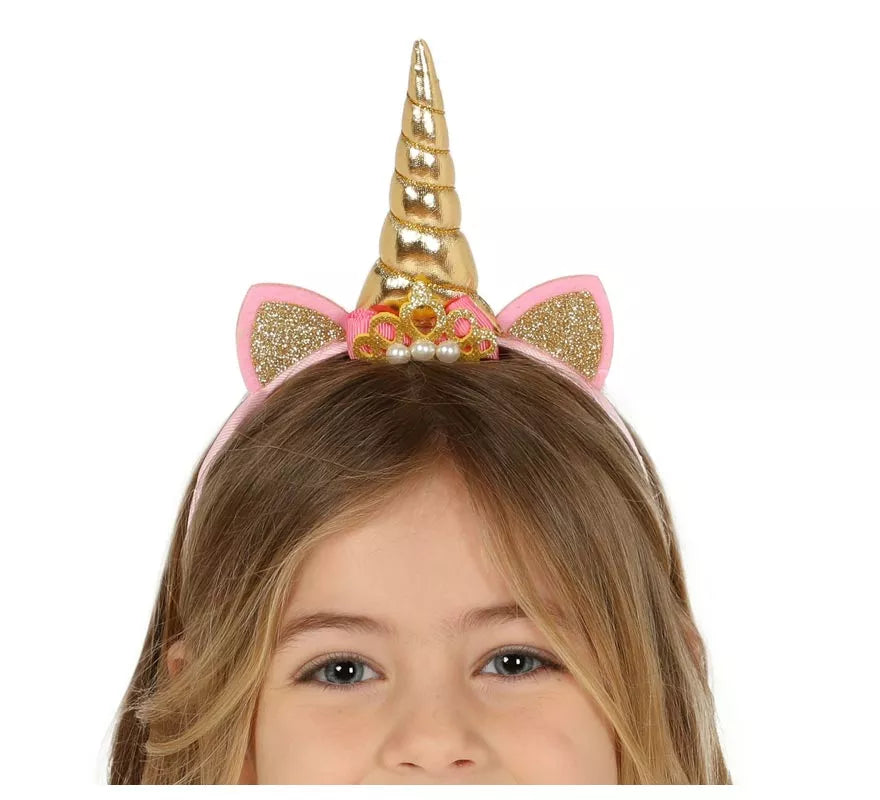 Translation missing: de.Diadema de Unicornio con Cuerno y Orejas Dorada