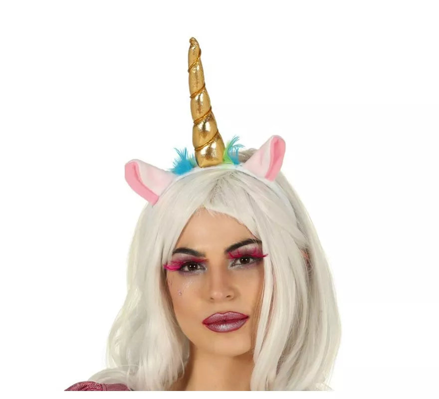 Translation missing: de.Diadema de Unicornio con Cuerno y Orejas Dorada