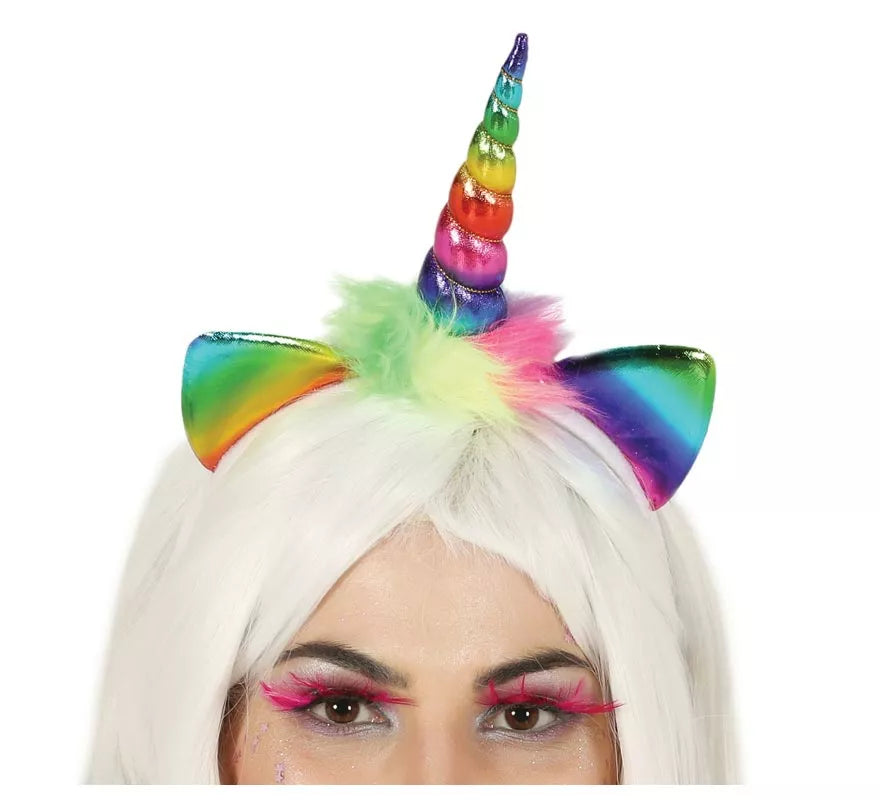 Translation missing: de.Diadema de Unicornio con Cuerno y Orejas Multicolor
