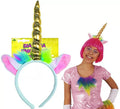 Diadema de Unicornio multicolor con Cuerno dorado infantil