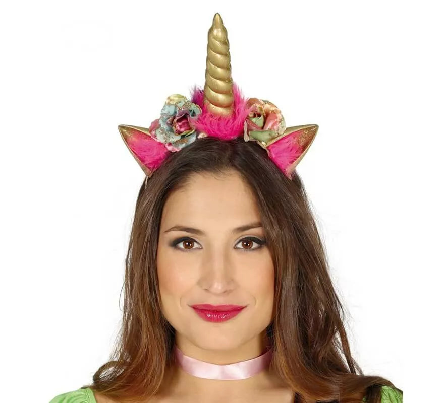 Translation missing: de.Diadema Deluxe de Unicornio con cuerno dorado