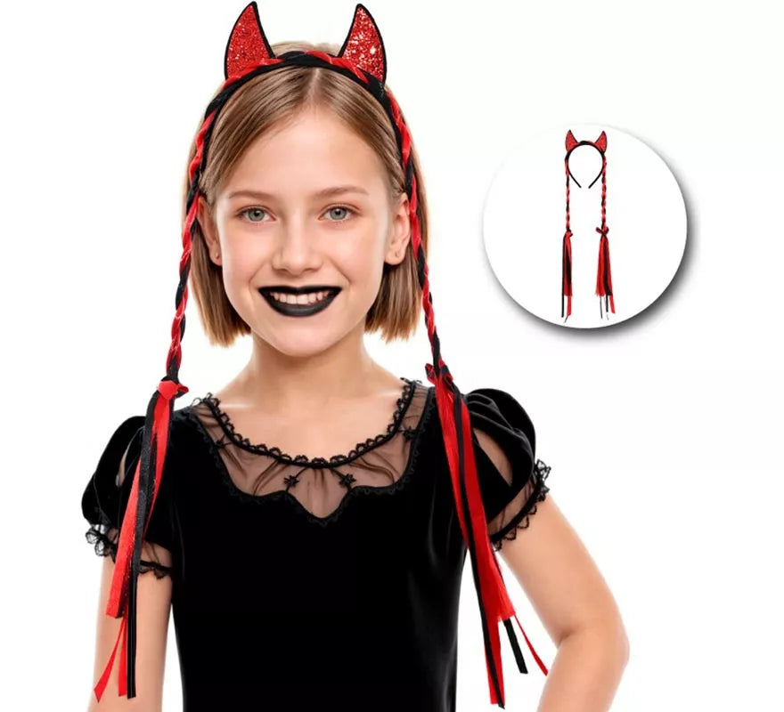 Translation missing: de.Diadema Diablesa con Dos Trenzas Infantil