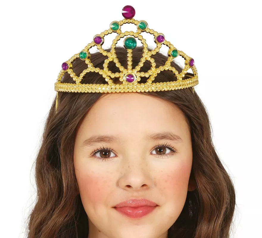 Translation missing: de.Diadema dorada con Piedras multicolores infantil