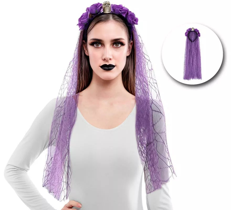 Translation missing: de.Diadema Flores con Velo morado
