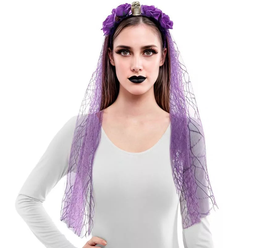 Translation missing: de.Diadema Flores con Velo morado