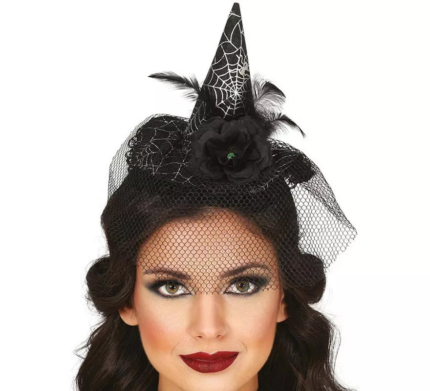 Translation missing: de.Diadema Gorrito Bruja con Velo
