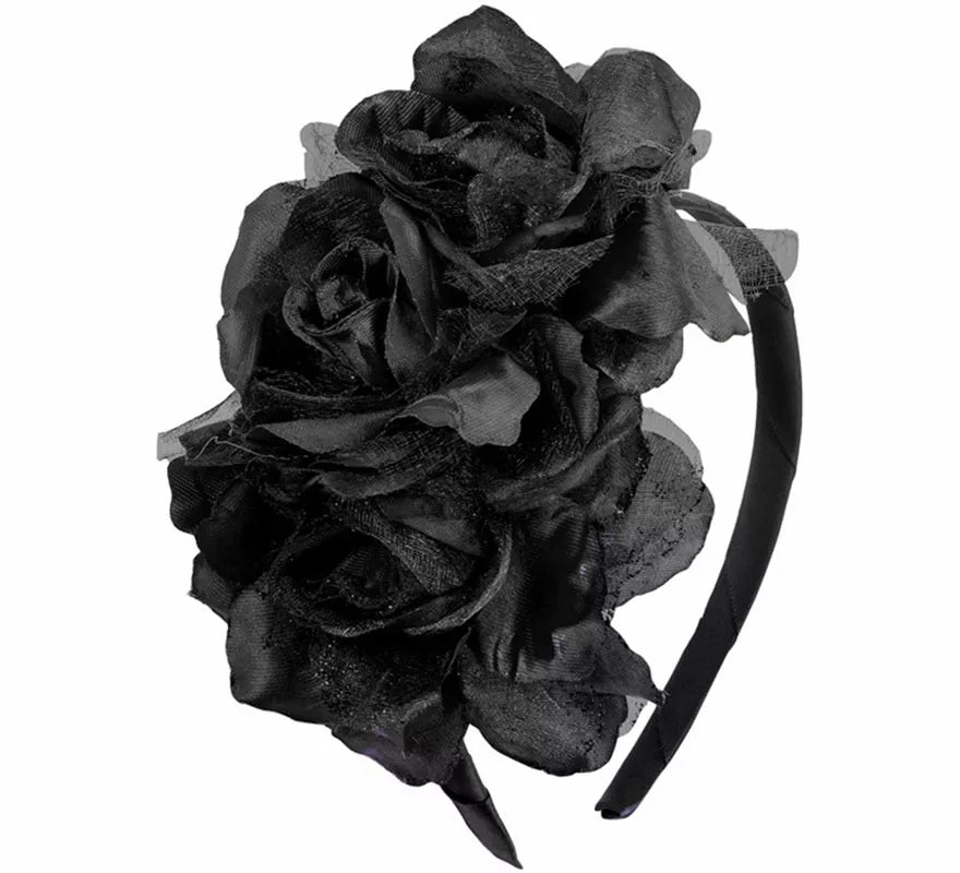 Translation missing: de.Diadema Gótica con 3 Rosas negras con Brillo