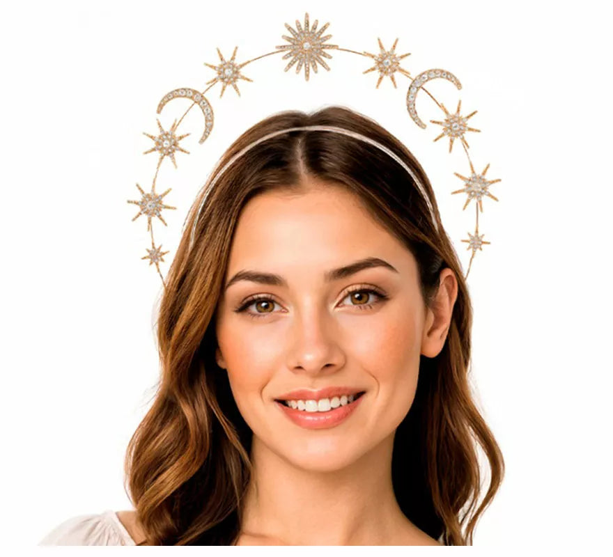 Translation missing: de.Diadema Halo de Diosa con Estrellas y Lunas
