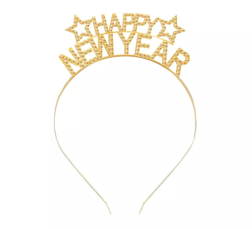 Diadema Happy New Year dorada