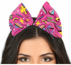 Fuchsia Bow Headband mit 80er-Print