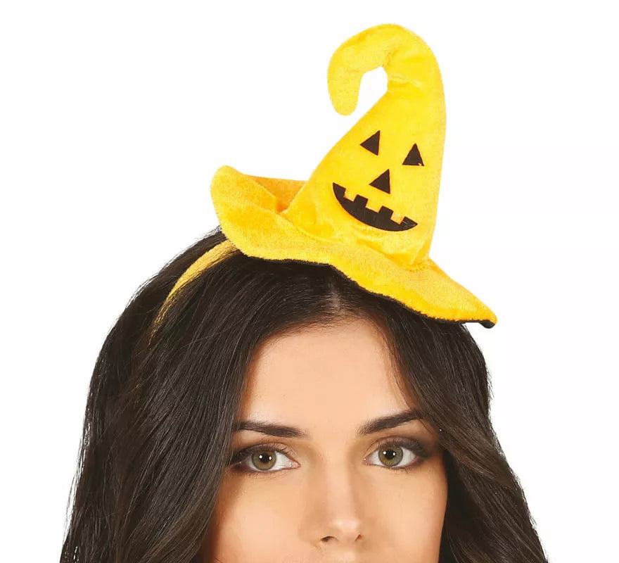 Translation missing: de.Diadema Mini Sombrero de Bruja con Calabaza Sonriente