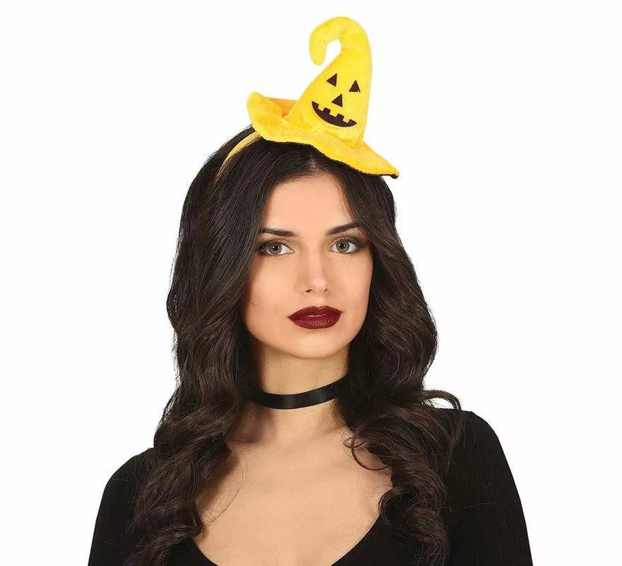 Translation missing: de.Diadema Mini Sombrero de Bruja con Calabaza Sonriente