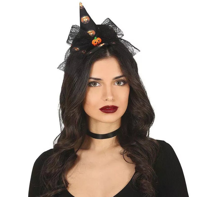Translation missing: de.Diadema Mini Sombrero de Bruja Negro con Lazo