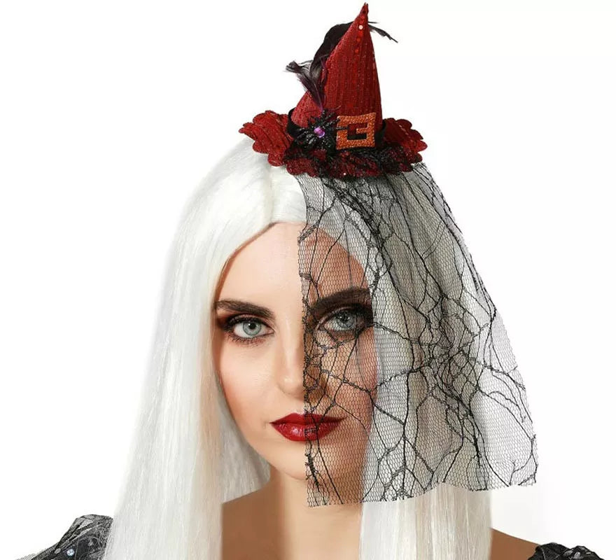 Translation missing: de.Diadema Mini Sombrero de Bruja Rojo