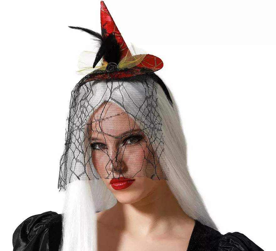 Translation missing: de.Diadema Mini Sombrero de Bruja Rojo