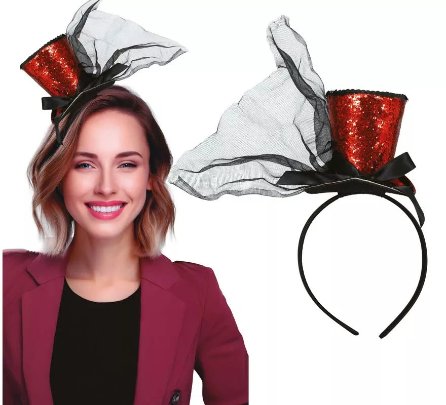 Translation missing: de.Diadema Minisombrero Chistera roja