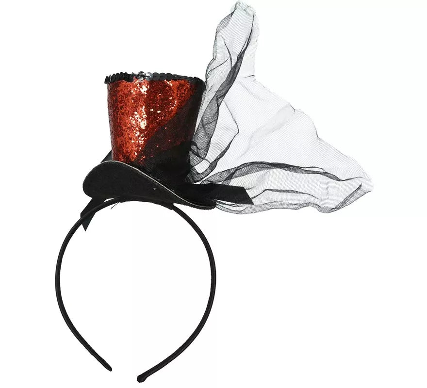 Translation missing: de.Diadema Minisombrero Chistera roja