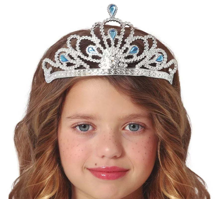 Translation missing: de.Diadema plateada con Piedras azules infantil