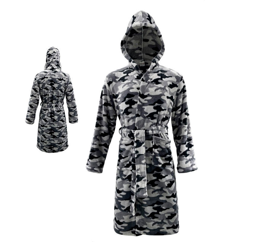 Translation missing: de.Disfraz Albornoz Camuflaje gris para adulto
