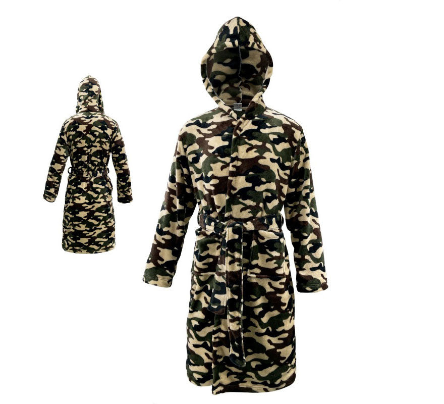 Translation missing: de.Disfraz Albornoz Camuflaje verde para adulto