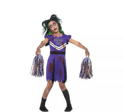 Lila Zombie Cheerleader Kostüm für Mädchen