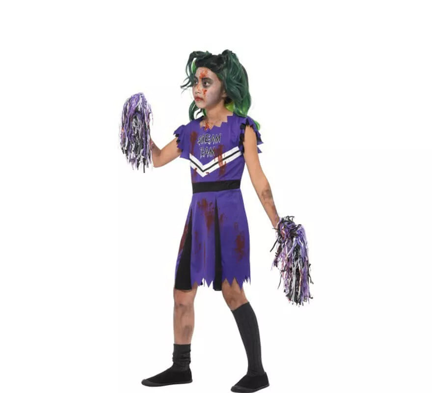 Translation missing: de.Disfraz Animadora Morada Zombie para niña