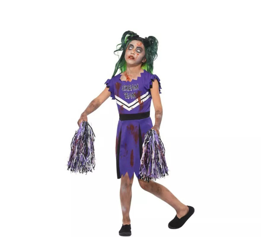 Translation missing: de.Disfraz Animadora Morada Zombie para niña