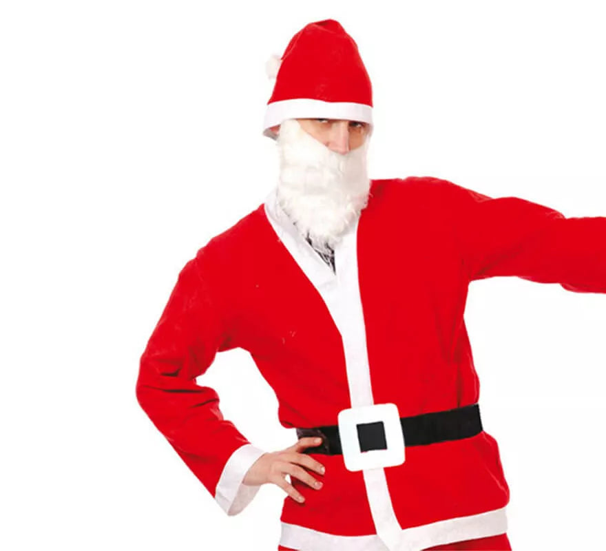 Translation missing: de.Disfraz barato de Papa Noel con Gorro y Barba para Hombre