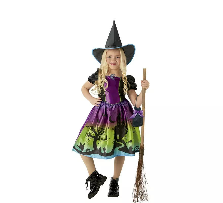 Translation missing: de.Disfraz Bruja Luna negra para niña