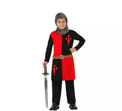 Rotes und schwarzes mittelalterliches Ritterkostüm für Kinder