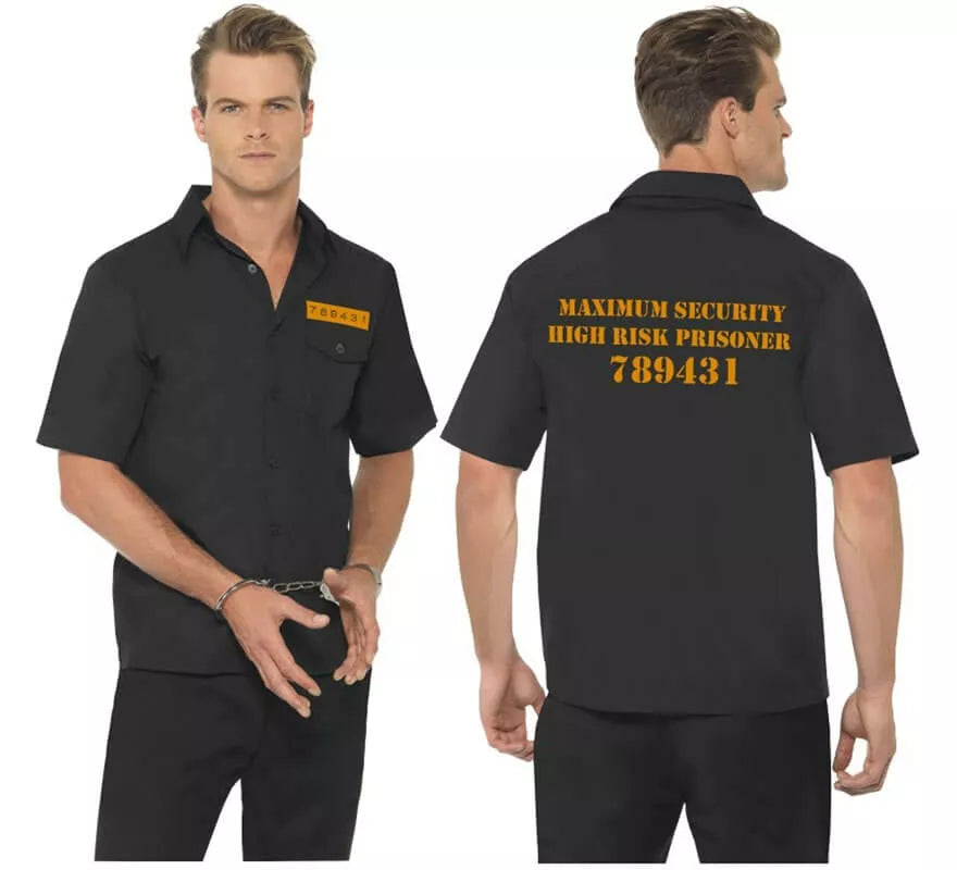 Translation missing: de.Disfraz Camisa Negra de Presidiario para Hombre