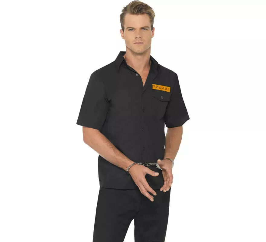Translation missing: de.Disfraz Camisa Negra de Presidiario para Hombre