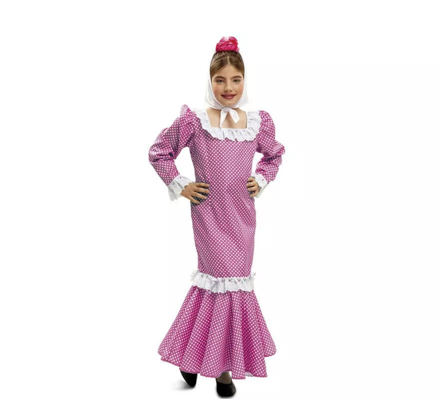 Translation missing: de.Disfraz chulapa o madrileña rosa para niña