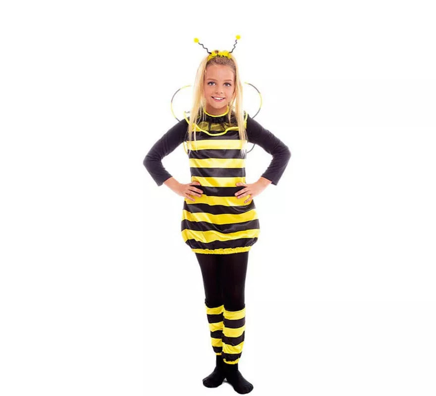 Translation missing: de.Disfraz de Abeja negro y amarillo con alas para niña