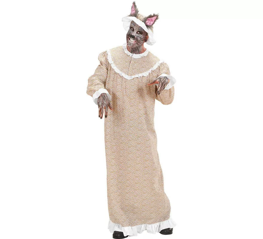 Translation missing: de.Disfraz de Abuela Lobo en Bata de Caperucita para hombre