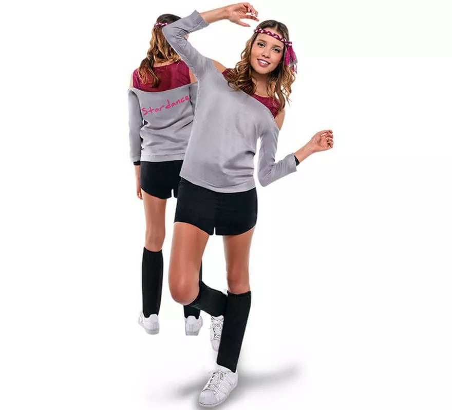 Translation missing: de.Disfraz de Aerobic ochentero gris para mujer