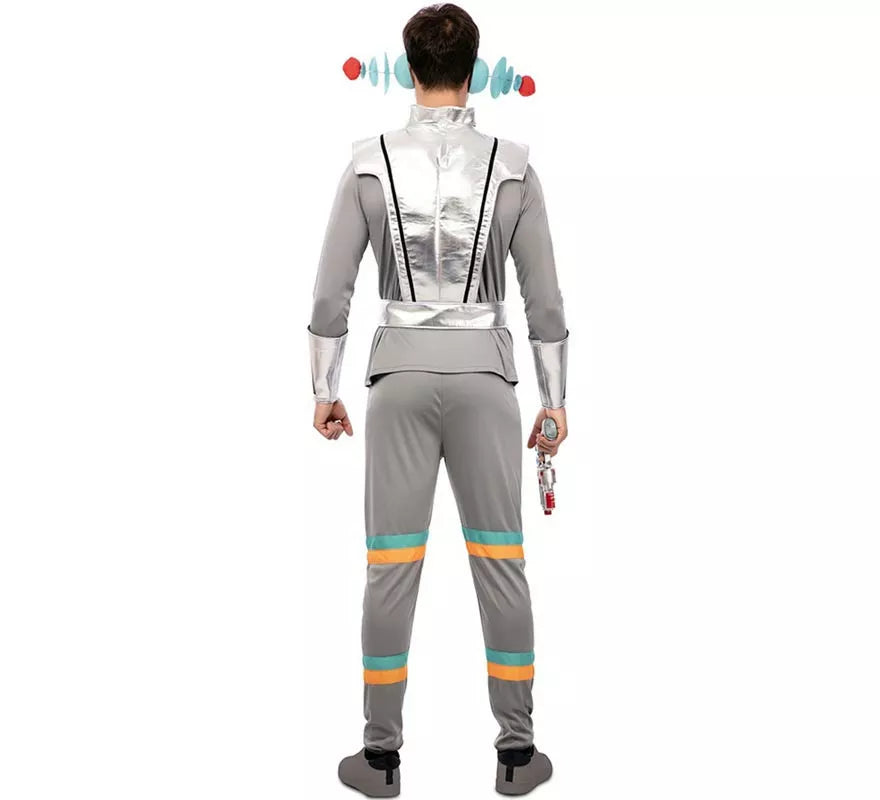 Translation missing: de.Disfraz de Agente Espacial gris con muñequeras para hombre