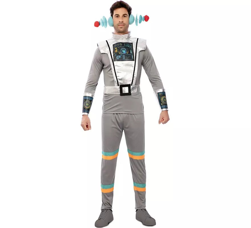 Translation missing: de.Disfraz de Agente Espacial gris con muñequeras para hombre