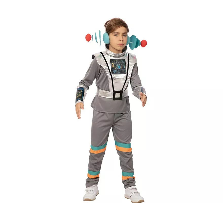 Translation missing: de.Disfraz de Agente Espacial gris con muñequeras para niño