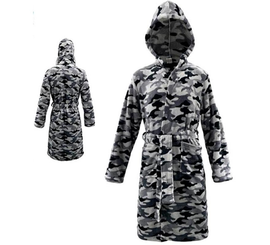 Translation missing: de.Disfraz Albornoz Camuflaje Gris para niños