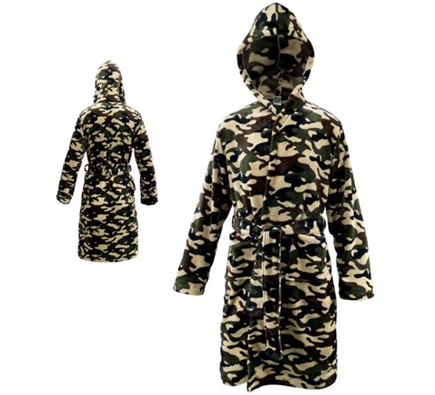 Translation missing: de.Disfraz Albornoz Camuflaje Verde para niños