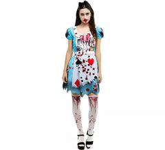 Alice-Zombie-Kostüm, klassisches blaues Kleid für Damen